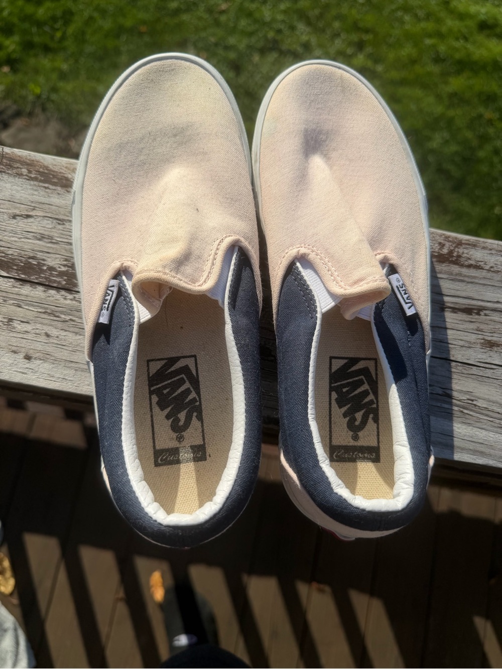 Vans Slip-On Sneakers in Pink and Navy - Picture 2 of 6